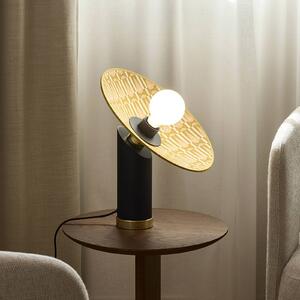MARKET SET Stolní lampa Gatsby, myra, Ø 32 cm, E27, Krémová / jantar, Obývací pokoj / jídelna, Textil / tkanina / hedvábí, Design