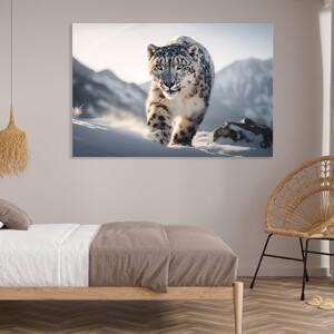 Obraz na plátně - sněžný leopard v horách FeelHappy.cz Velikost obrazu: 60 x 40 cm