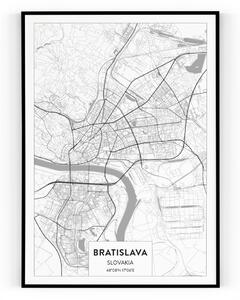 Plakát / Obraz Mapa Bratislava 40 x 50 cm Napnuté plátno na dřevěném rámu