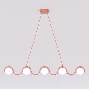 Závěsné svítidlo SINUS 5 – korálové, bílé sklo, 5× G9, šířka 110 cm