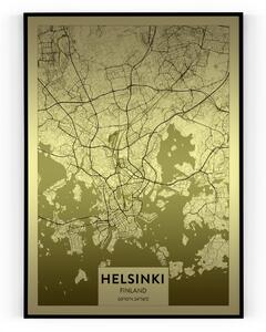 Plakát / Obraz Mapa Helsinki Pololesklý saténový papír A4 - 21 x 29,7 cm