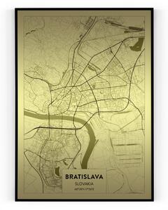 Plakát / Obraz Mapa Bratislava Napnuté plátno na dřevěném rámu 50 x 70 cm