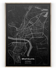 Plakát / Obraz Mapa Bratislava Pololesklý saténový papír A4 - 21 x 29,7 cm