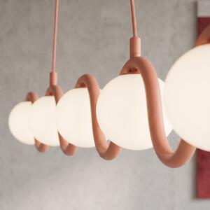 Závěsné svítidlo SINUS 5 – korálové, bílé sklo, 5× G9, šířka 110 cm