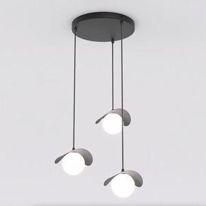 Závěsné svítidlo RITUAL 3 PREM – černé, bílé sklo, 3× G9, šířka 30 cm