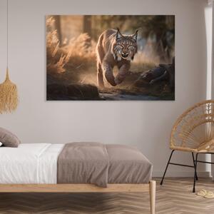 Obraz na plátně - Rys v divoké přírodě FeelHappy.cz Velikost obrazu: 210 x 140 cm