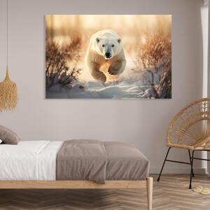 Obraz na plátně - Lední medvěd v zasněžené krajině FeelHappy.cz Velikost obrazu: 210 x 140 cm