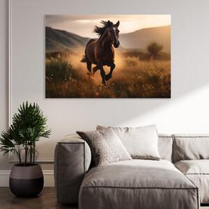 Obraz na plátně - Kůň v divoké přírodě FeelHappy.cz Velikost obrazu: 210 x 140 cm