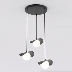 Závěsné svítidlo RITUAL 3 PREM – černé, bílé sklo, 3× G9, šířka 30 cm