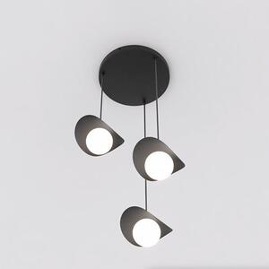 Závěsné svítidlo RITUAL 3 PREM – černé, bílé sklo, 3× G9, šířka 30 cm
