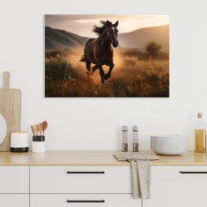 Obraz na plátně - Kůň v divoké přírodě FeelHappy.cz Velikost obrazu: 210 x 140 cm