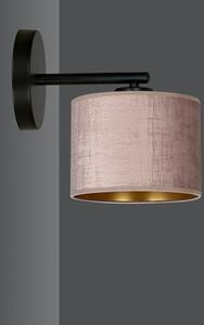 Nástěnné svítidlo HILDE K1 – černé, růžové textilní stínidlo, 1× E27, šířka 18 cm