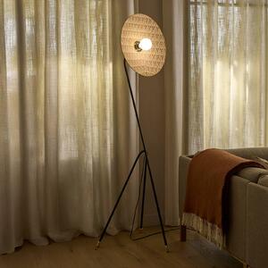 MARKET SET Stojací lampa Gatsby, myra, trojnožka, Ø 50 cm, E27, Krémová / jantar, Obývací pokoj / jídelna, Textil / tkanina / hedvábí, Design