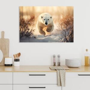Obraz na plátně - Lední medvěd v zasněžené krajině FeelHappy.cz Velikost obrazu: 40 x 30 cm