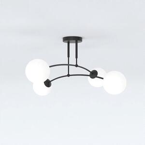 Stropní svítidlo PREGOS 4 – černé, bílé sklo, 4× E14, šířka 60 cm