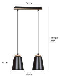 Závěsné svítidlo BOLERO 2 – černé, 2× E27, šířka 40 cm
