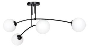 Stropní svítidlo PREGOS 4 – černé, bílé sklo, 4× E14, šířka 60 cm