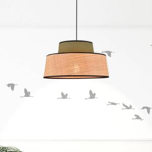 COREP Závěsné světlo Mallorca, khaki/přírodní barva, Ø 38 cm, látka/ráho, stmívatelný, Zelená, Obývací pokoj / jídelna, Textil / tkanina / hedvábí