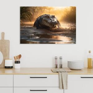 Obraz na plátně - Krokodýl v divoké přírodě FeelHappy.cz Velikost obrazu: 210 x 140 cm