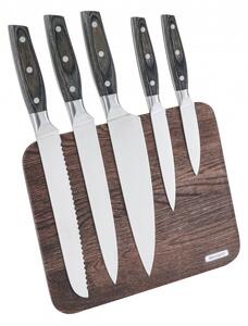 Sada 5 nožů v magnetickým dřevěným bloku BRANDANI (barva - nerezová ocel, hnědá)