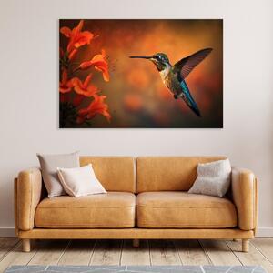 Obraz na plátně - Kolibřík se chystá sosat FeelHappy.cz Velikost obrazu: 150 x 100 cm