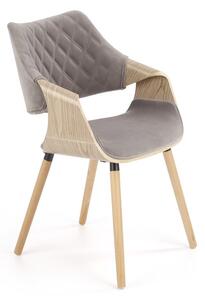 Halmar Jídelní židle K396, šedá/světlý dub