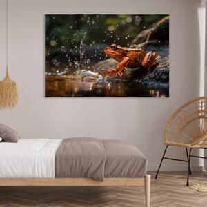 Obraz na plátně - Žába u vody FeelHappy.cz Velikost obrazu: 150 x 100 cm