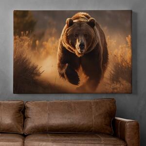 Obraz na plátně - Medvěd běžící v divoké přírodě FeelHappy.cz Velikost obrazu: 60 x 40 cm