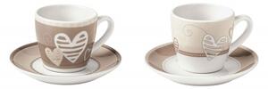 Sada 2 porcelánových šálků s podšálkami na kávu 100 ml BATTIBATTICUORE I. BRANDANI (barva - bílá, béžová)