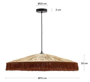 Ratanové závěsné světlo Kave Home Pollensa 75 cm s třásněmi