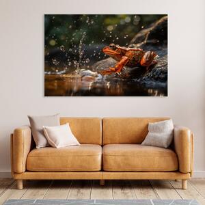 Obraz na plátně - Žába u vody FeelHappy.cz Velikost obrazu: 120 x 80 cm