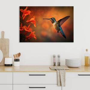 Obraz na plátně - Kolibřík se chystá sosat FeelHappy.cz Velikost obrazu: 150 x 100 cm