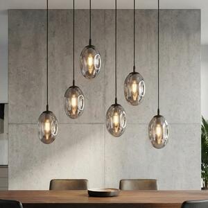 Závěsné svítidlo ASTRAL 6 – černé, grafitové sklo, 6× E14, šířka 65 cm
