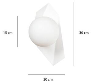 Nástěnné svítidlo DRIFTON K1 – celobílé, sklo, 1× E14, šířka 20 cm