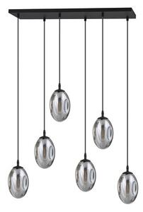 Závěsné svítidlo ASTRAL 6 – černé, grafitové sklo, 6× E14, šířka 65 cm