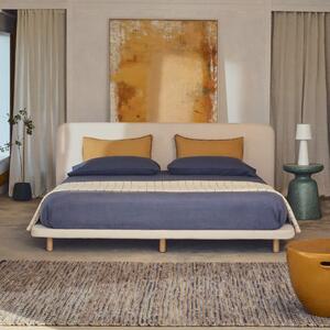Béžová bouclé dvoulůžková postel Kave Home Odum 180 x 200 cm