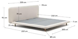 Béžová bouclé dvoulůžková postel Kave Home Odum 180 x 200 cm