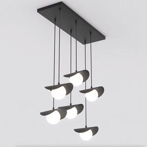 Závěsné svítidlo RITUAL 6 – černé, bílé sklo, 6× G9, šířka 75 cm