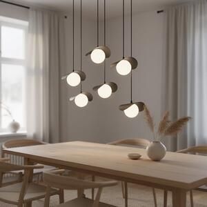 Závěsné svítidlo RITUAL 6 – černé, bílé sklo, 6× G9, šířka 75 cm