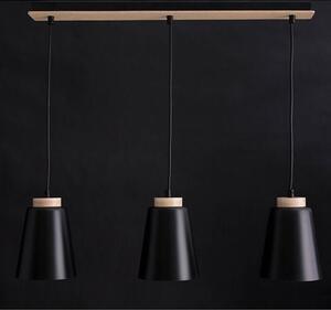 Závěsné svítidlo BOLERO 3 – černé, 3× E27, šířka 66 cm