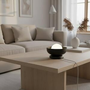 Stolní lampa OZZY LN1 – černá, bílé sklo, 1× G9, šířka 18 cm