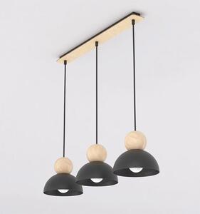 Závěsné svítidlo KAKI 3 – černé, 3× E27, šířka 73 cm