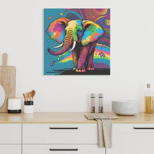 Obraz na plátně - psychedelický slon FeelHappy.cz Velikost obrazu: 40 x 40 cm