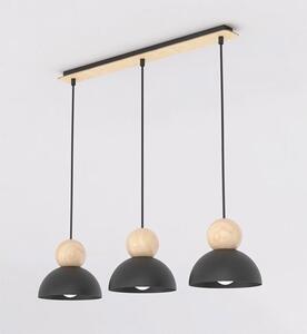 Závěsné svítidlo KAKI 3 – černé, 3× E27, šířka 73 cm