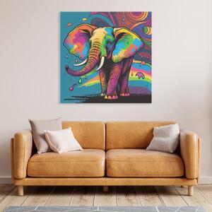Obraz na plátně - psychedelický slon FeelHappy.cz Velikost obrazu: 60 x 60 cm