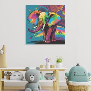 Obraz na plátně - psychedelický slon FeelHappy.cz Velikost obrazu: 40 x 40 cm