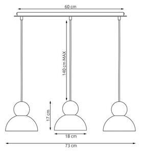 Závěsné svítidlo KAKI 3 – bílé, 3× E27, šířka 73 cm