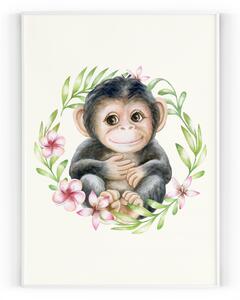 Plakát Opička A4 - 21 x 29,7 cm - pololesklý saténový papír o gramáži 200 g\/m²