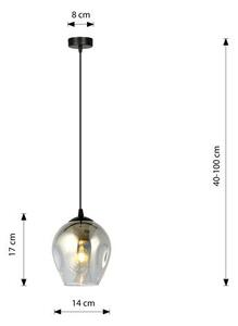 Závěsné svítidlo ISTAR 1 – černé, grafitové sklo, 1× E27, šířka 14 cm