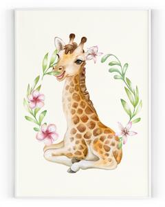 Plakát Žirafa A4 - 21 x 29,7 cm - pololesklý saténový papír o gramáži 200 g\/m²